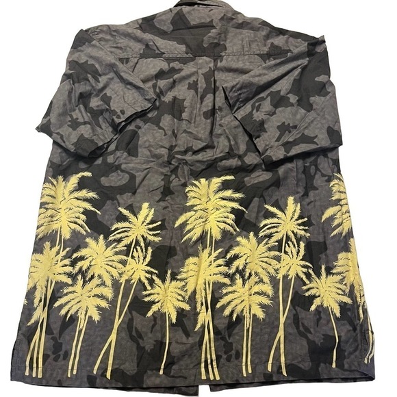 Against The Elements Gray Cotton Hawaiian Aloha Palm Trees Shirt Men’s XXL - Picture 3 of 5